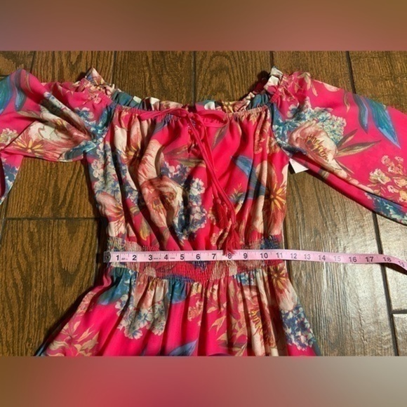 Giddy Up Glamor Pink Floral Flowey Dress. Medium-Long. - Picture 5 of 15